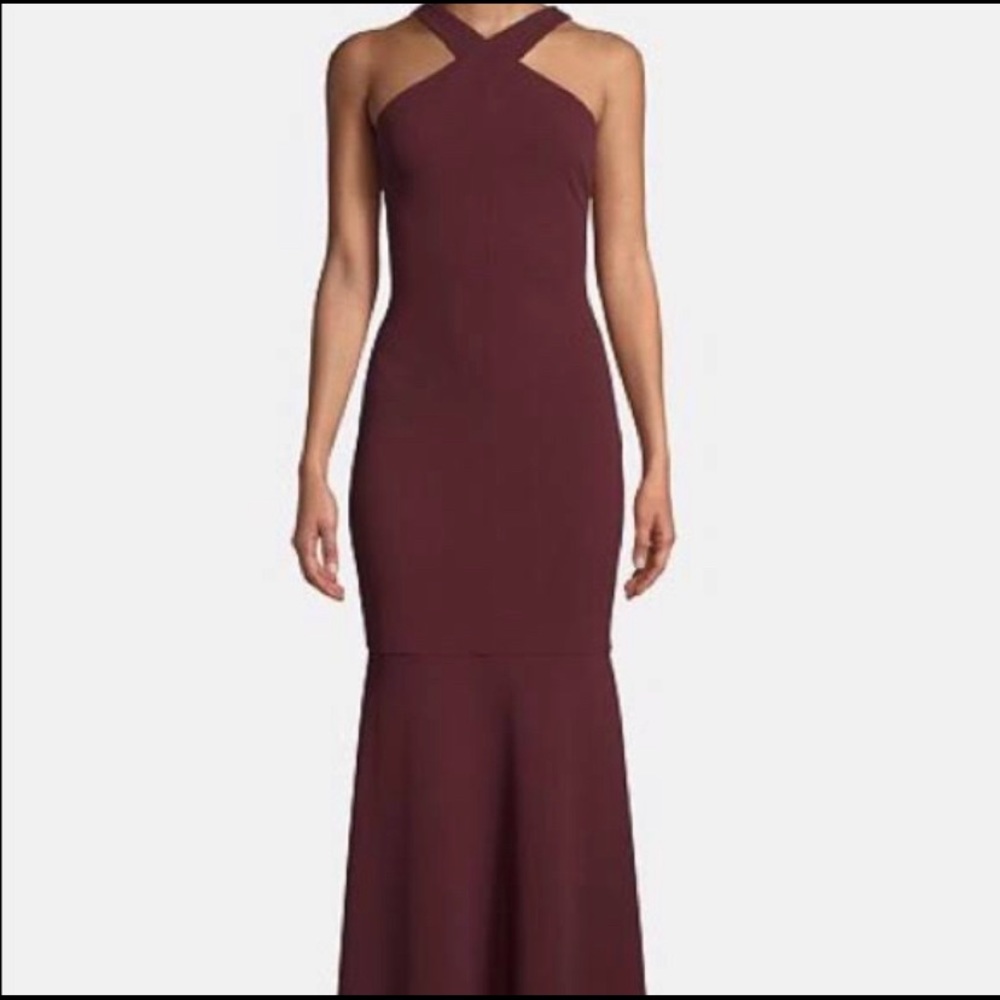 MAXI MERMAID BODYCON MAROON DRESS BY B&A